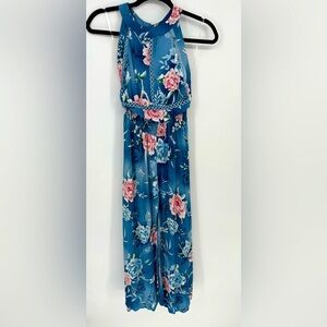 Jaase Blue Floral Backless Dress